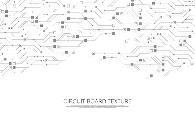 Technology abstract circuit board texture background. High-tech futuristic circuit board banner wallpaper. Engineering electronic motherboard vector illustration. Technological communication concept