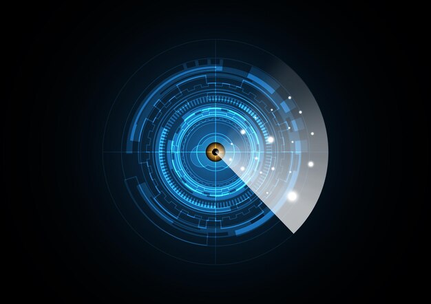 Technology abstract future eye cloud radar security circle background vector illustration