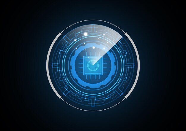 Technology abstract future gear chip radar security circle background vector illustration