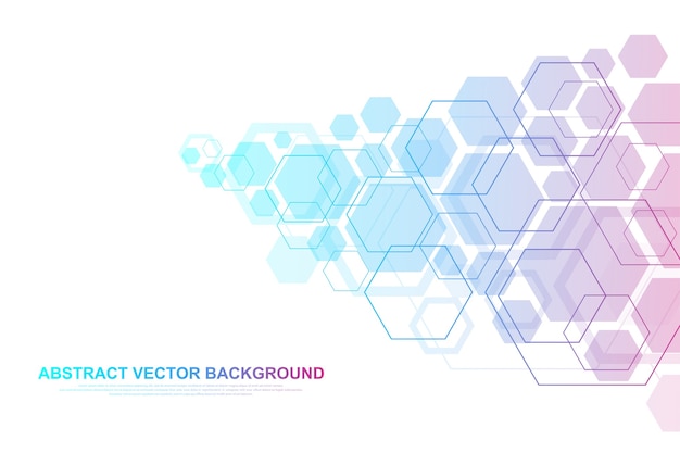 technology abstract lines and dots connect background with hexagons.