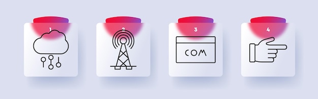 Technology and communication set icon Cloud computing antenna tower domain name pointing hand internet services data connection online browsing