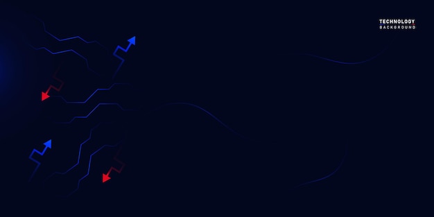 technology background design with neon arrow shape, blue futuristic technology background vector