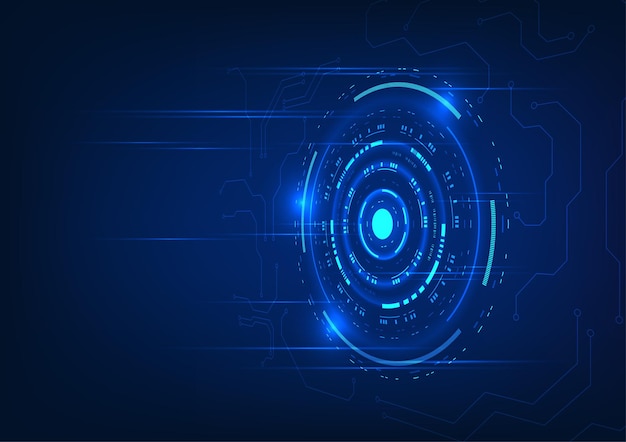 technology background overlapping light beam technology circles showing data process