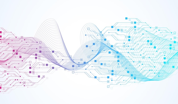 technology circuit board texture background. abstract circuit board banner wallpaper. digital data industry. engineering electronic motherboard. wave flow , vector illustration.