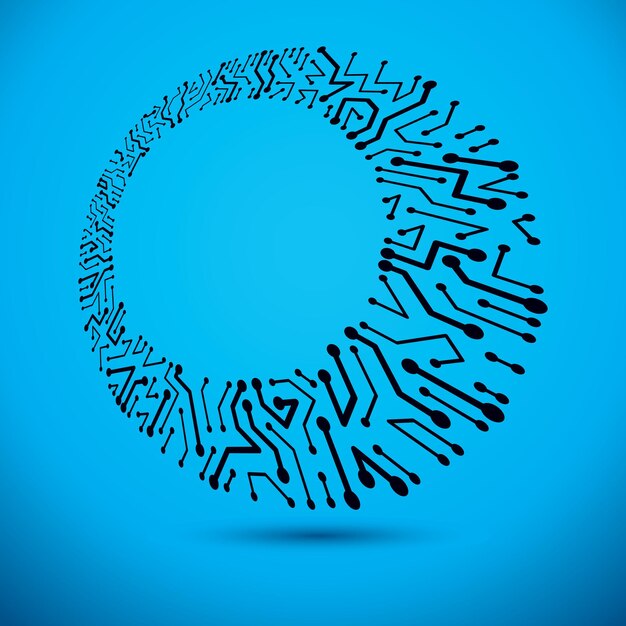Technology communication cybernetic element. Vector abstract illustration of circuit board. Modern innovation technologies backdrop with clear copy space.