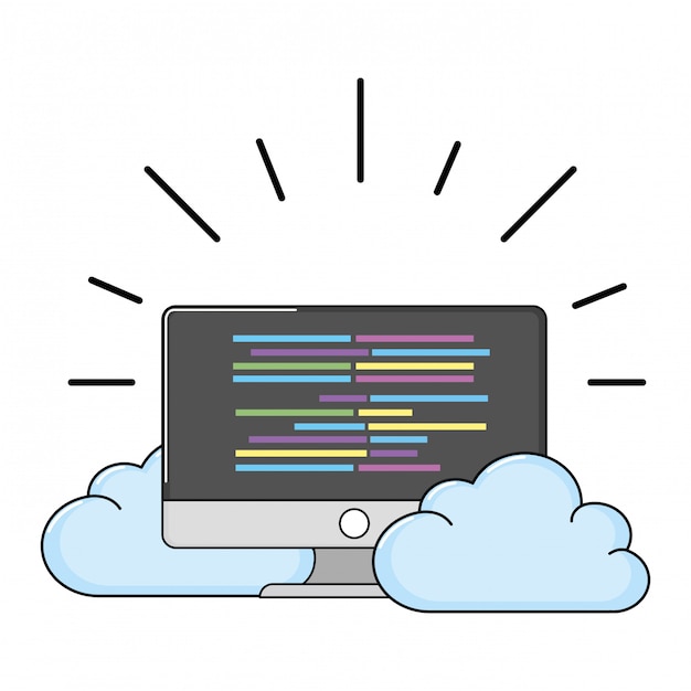Technology computing screen cartoon