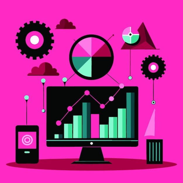 technology concept vector illustration featuring analytics design elements flat style
