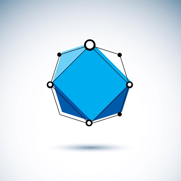 technology corporate logo. abstract geometric 3d wireframe object, vector illustration.