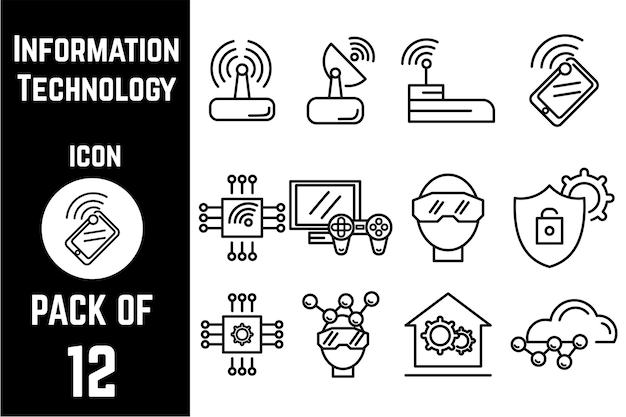Technology devices icon pack bundle lineart vector template