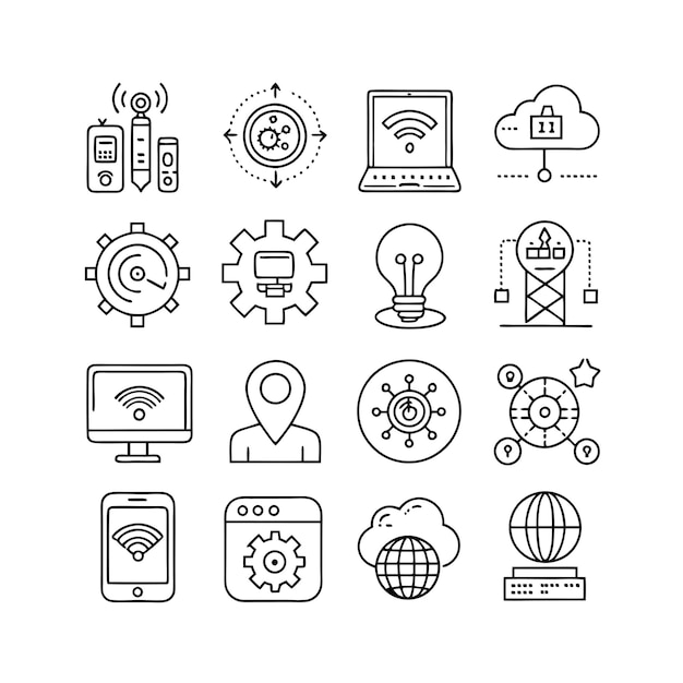 Technology Icon Set Vector Illustration for Documents Websites and Mobile Applications
