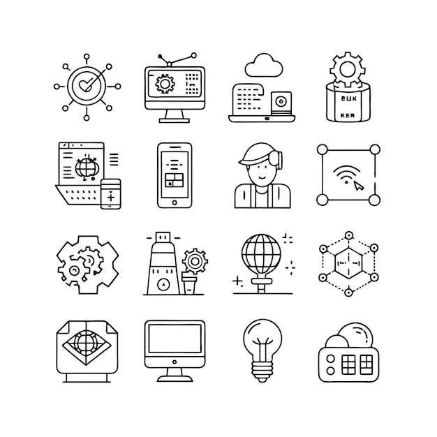Technology Icon Set Vector Illustration for Documents Websites and Mobile Applications