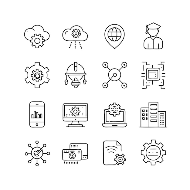 Technology Icon Set Vector Illustration for Documents Websites and Mobile Applications