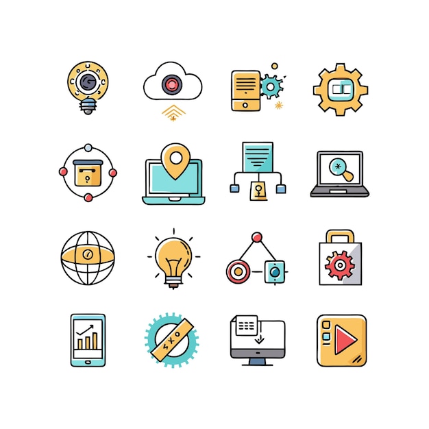 technology icon set vector illustration for documents websites and mobile applications