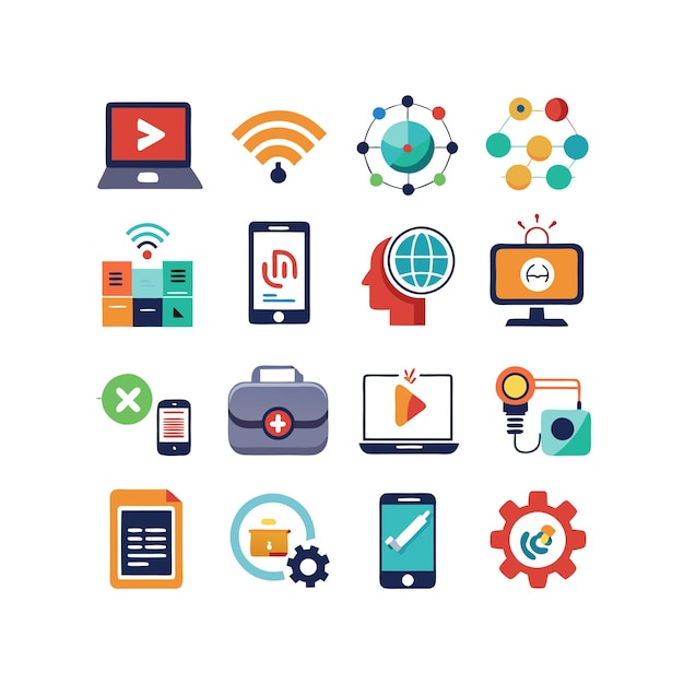 Technology Icon Set Vector Illustration for Documents Websites and Mobile Applications