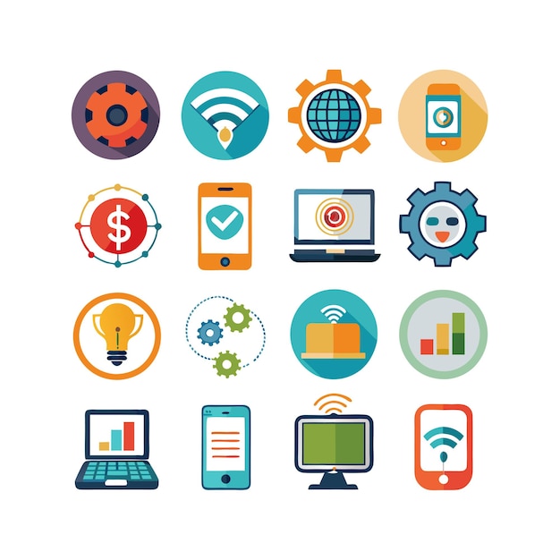 Technology Icon Set Vector Illustration for Documents Websites and Mobile Applications