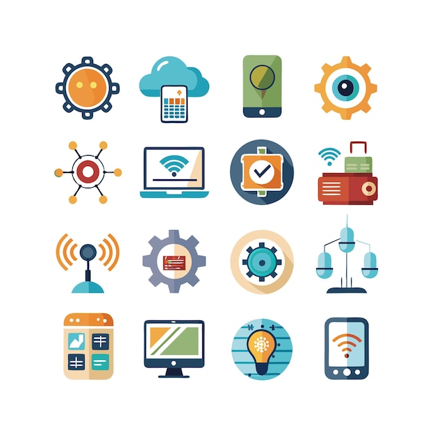 Technology Icon Set Vector Illustration for Documents Websites and Mobile Applications