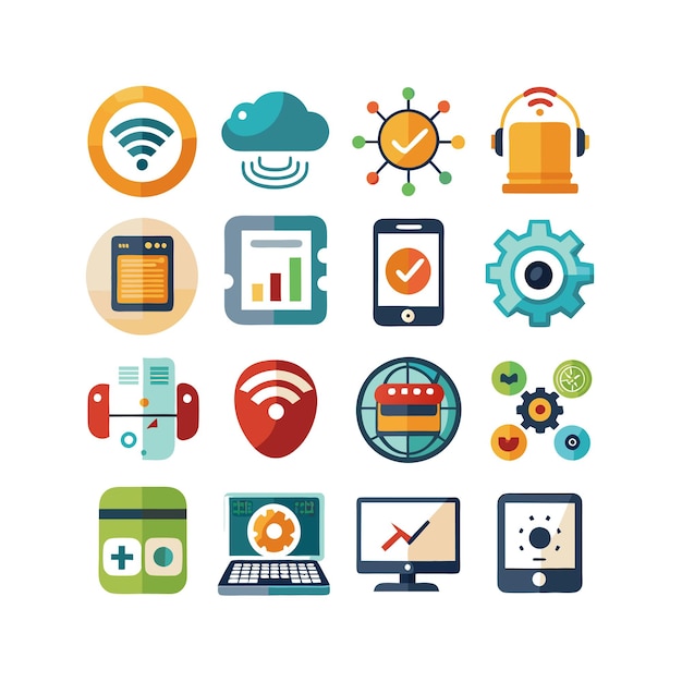 technology icon set vector illustration for documents websites and mobile applications