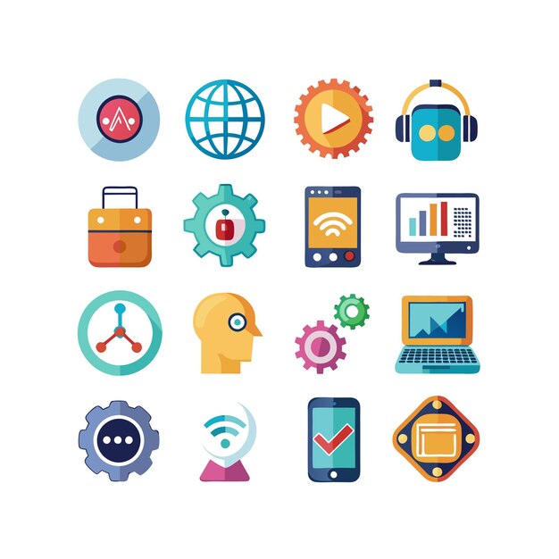 technology icon set vector illustration for documents websites and mobile applications