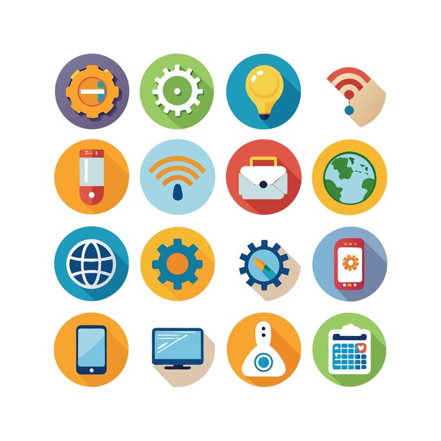 Technology Icon Set Vector Illustration for Documents Websites and Mobile Applications