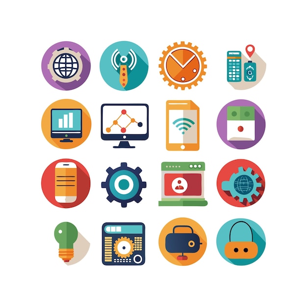 technology icon set vector illustration for documents websites and mobile applications