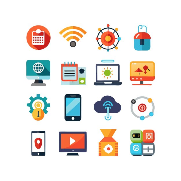 Technology Icon Set Vector Illustration for Documents Websites and Mobile Applications