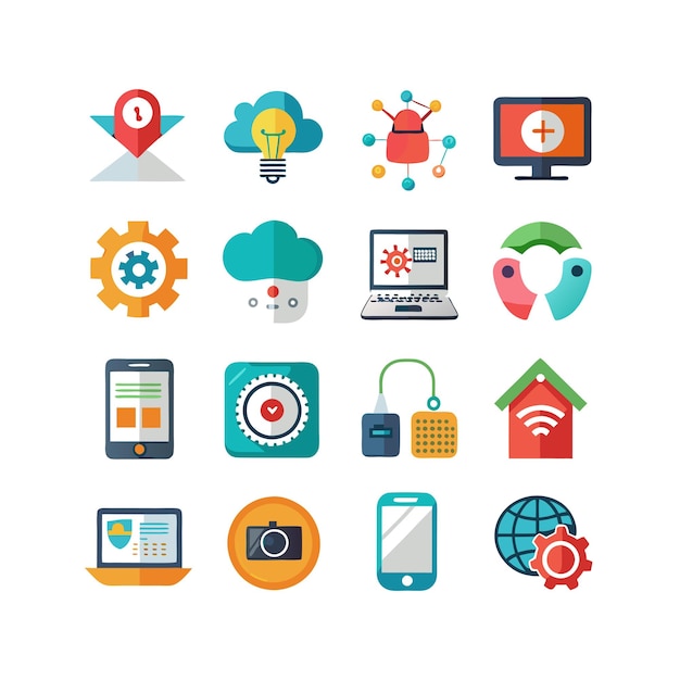 Technology Icon Set Vector Illustration for Documents Websites and Mobile Applications