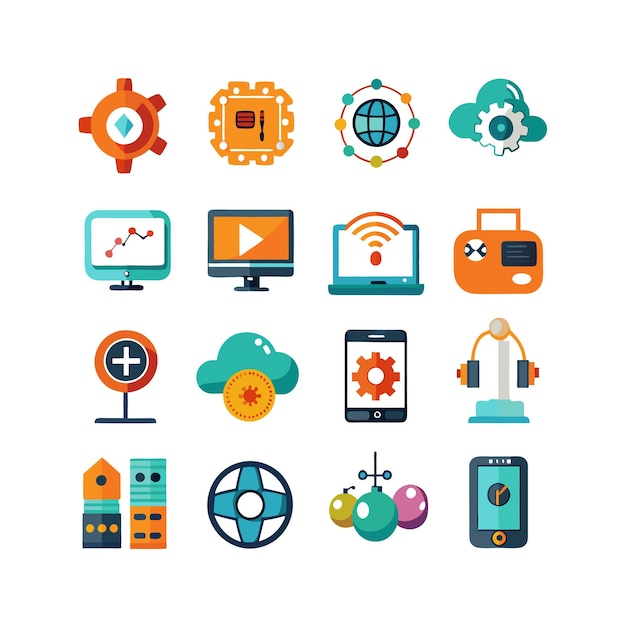 Technology Icon Set Vector Illustration for Documents Websites and Mobile Applications