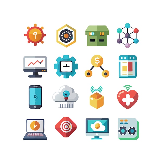 Technology Icon Set Vector Illustration for Documents Websites and Mobile Applications