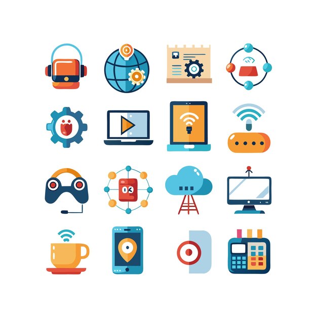 Technology Icon Set Vector Illustration for Documents Websites and Mobile Applications
