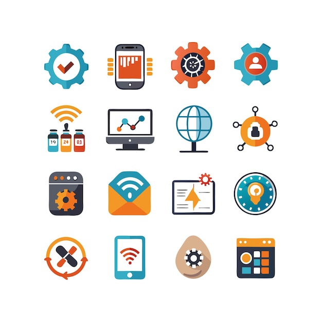 Technology Icon Set Vector Illustration for Documents Websites and Mobile Applications