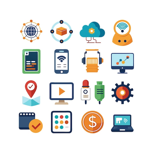 Technology Icon Set Vector Illustration for Documents Websites and Mobile Applications