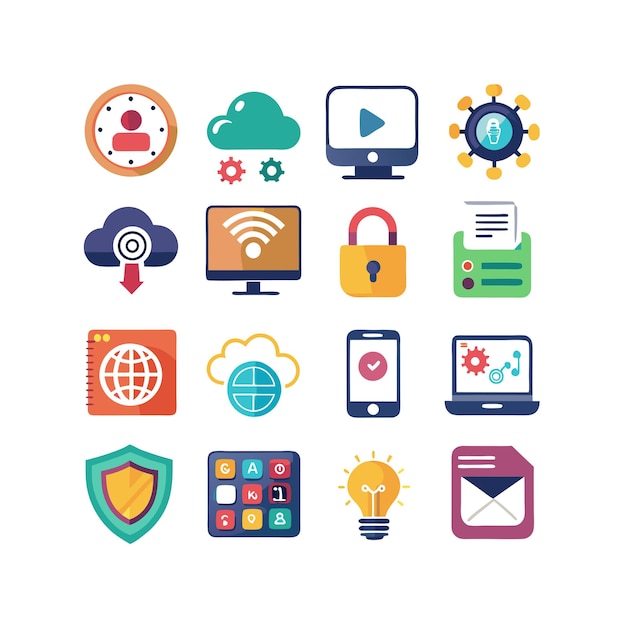 Technology Icon Set Vector Illustration for Documents Websites and Mobile Applications