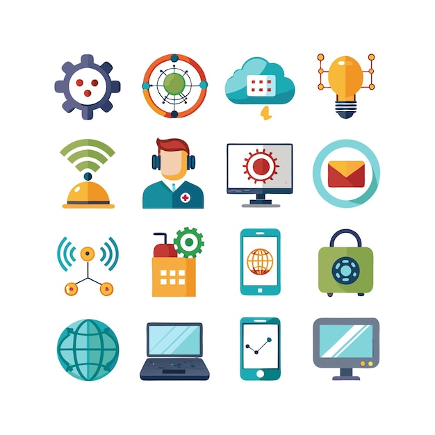 Technology Icon Set Vector Illustration for Documents Websites and Mobile Applications