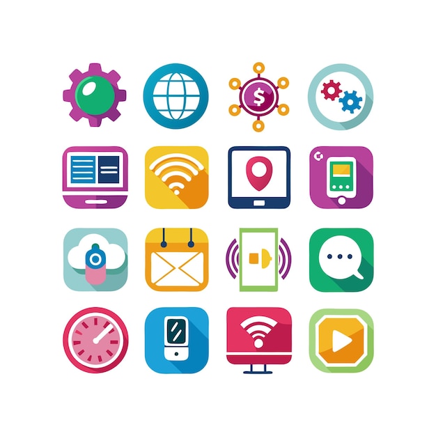 technology icon set vector illustration for documents websites and mobile applications