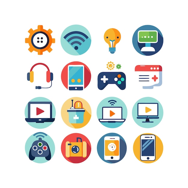 technology icon set vector illustration for documents websites and mobile applications