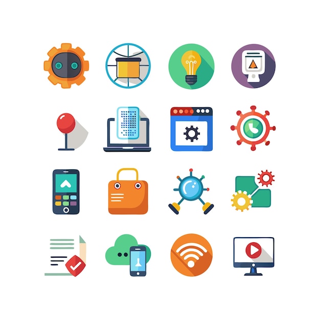 Technology Icon Set Vector Illustration for Documents Websites and Mobile Applications