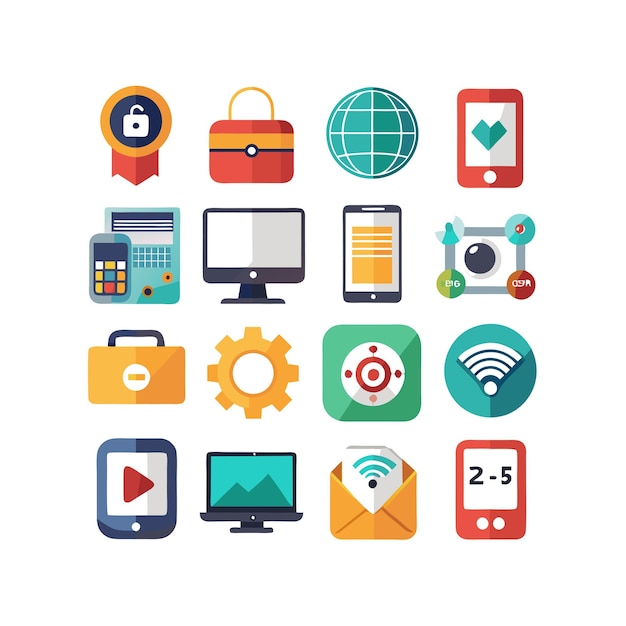 Technology Icon Set Vector Illustration for Documents Websites and Mobile Applications
