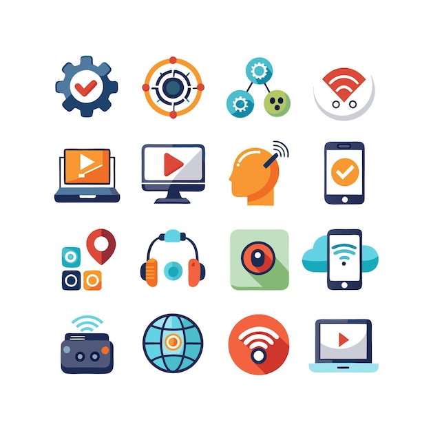 technology icon set vector illustration for documents websites and mobile applications