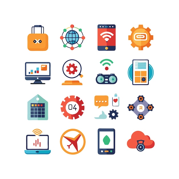 Technology Icon Set Vector Illustration for Documents Websites and Mobile Applications