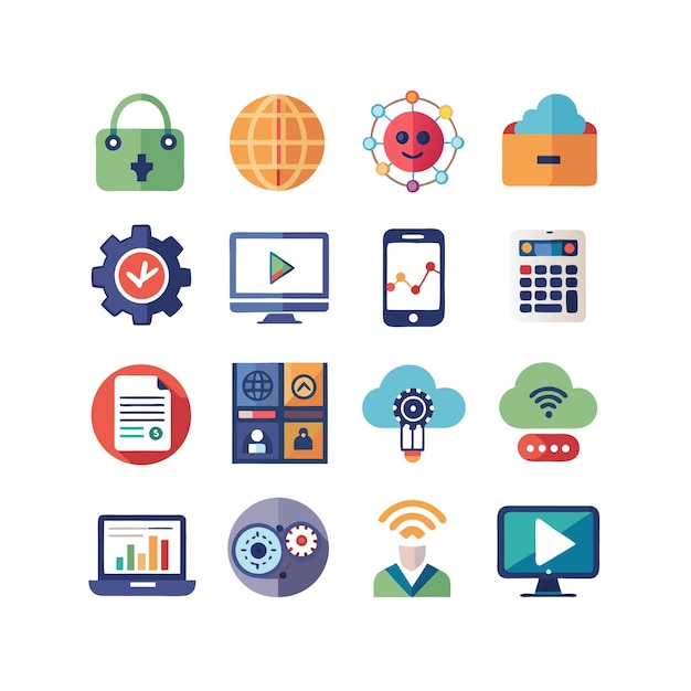 Technology Icon Set Vector Illustration for Documents Websites and Mobile Applications