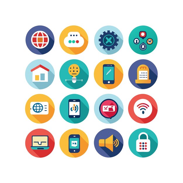 technology icon set vector illustration for documents websites and mobile applications