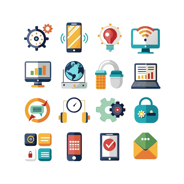 Technology Icon Set Vector Illustration for Documents Websites and Mobile Applications