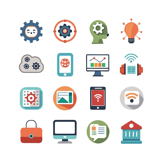 Technology Icon Set Vector Illustration for Documents Websites and Mobile Applications