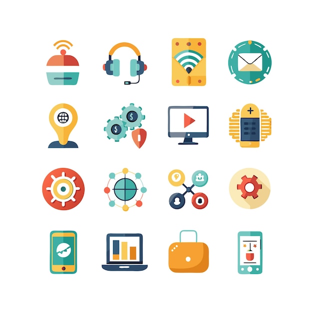 technology icon set vector illustration for documents websites and mobile applications