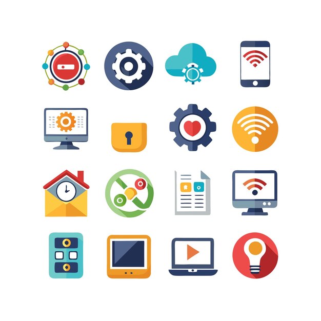 technology icon set vector illustration for documents websites and mobile applications
