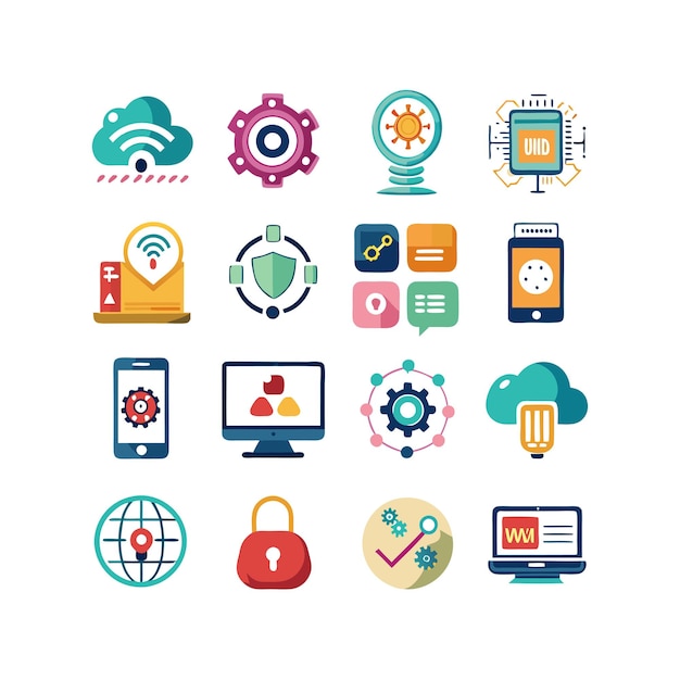 Technology Icon Set Vector Illustration for Documents Websites and Mobile Applications