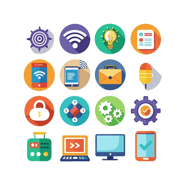 technology icon set vector illustration for documents websites and mobile applications