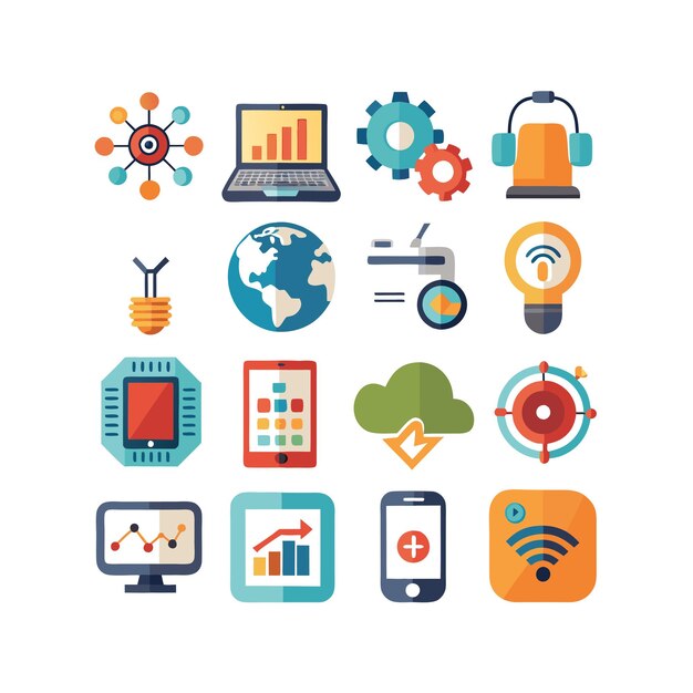 Technology Icon Set Vector Illustration for Documents Websites and Mobile Applications