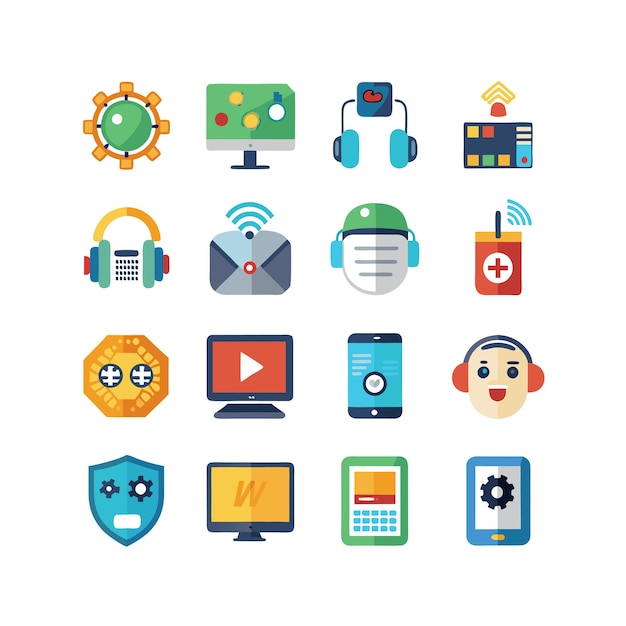 technology icon set vector illustration for documents websites and mobile applications