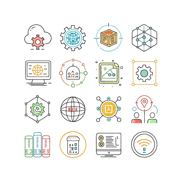 Technology Icon Set Vector Illustration for Documents Websites and Mobile Applications